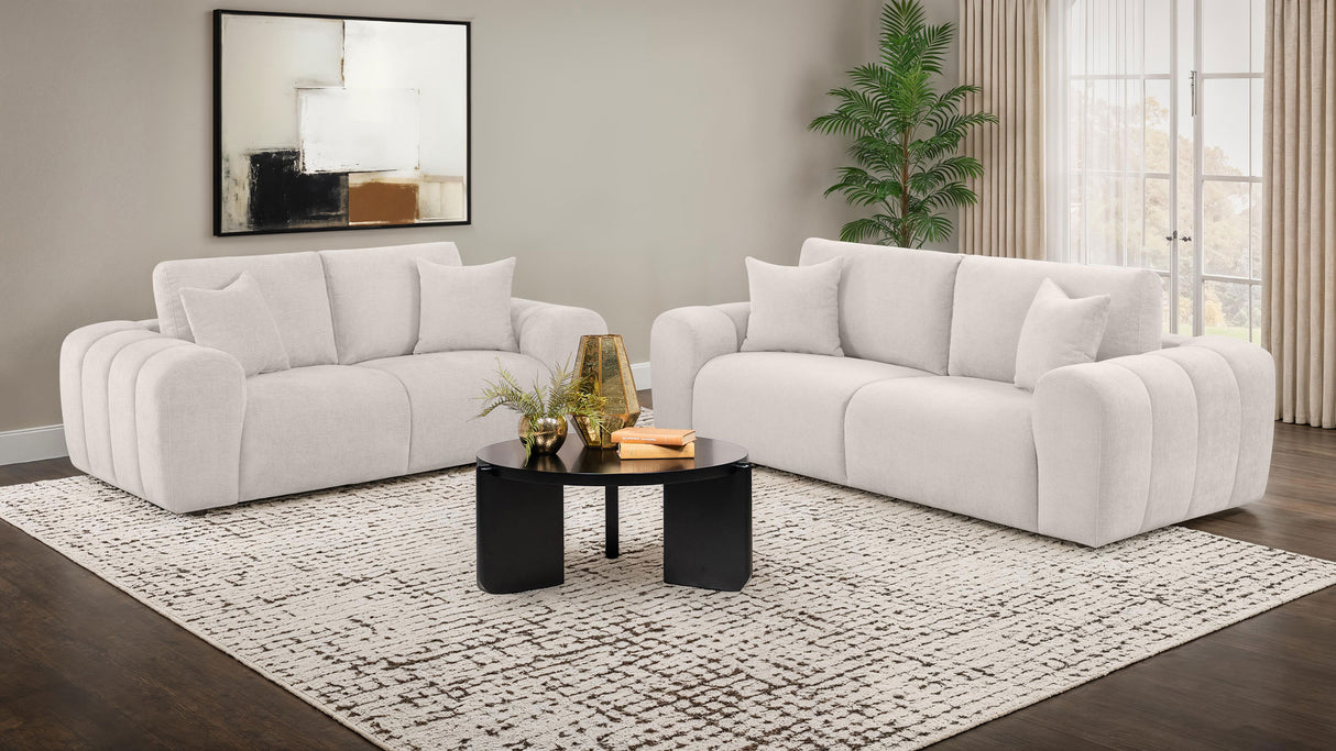 Burnett Ivory 2-piece Chenille Upholstered Sofa Set by Coaster at Eve Furniture