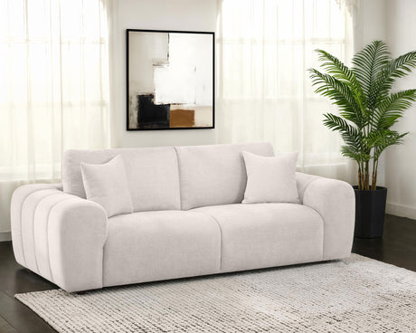 Burnett Chenille Upholstered Wide Arm Sofa Ivory by Coaster at Eve Furniture