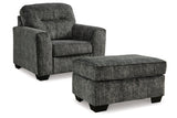 Lonoke Gunmetal Oversized Chair and Ottoman