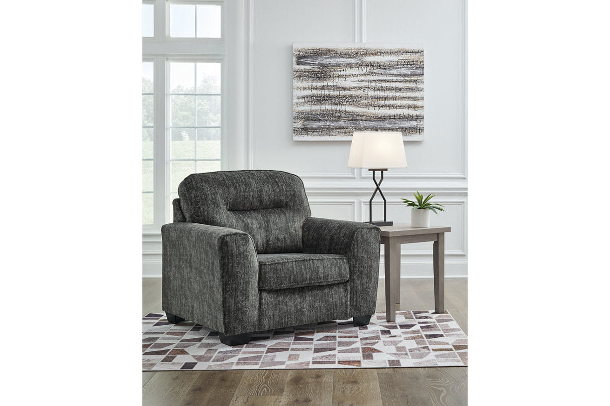 Lonoke Gunmetal Sofa, Loveseat, Oversized Chair and Ottoman