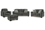 Lonoke Gunmetal Sofa, Loveseat, Oversized Chair and Ottoman