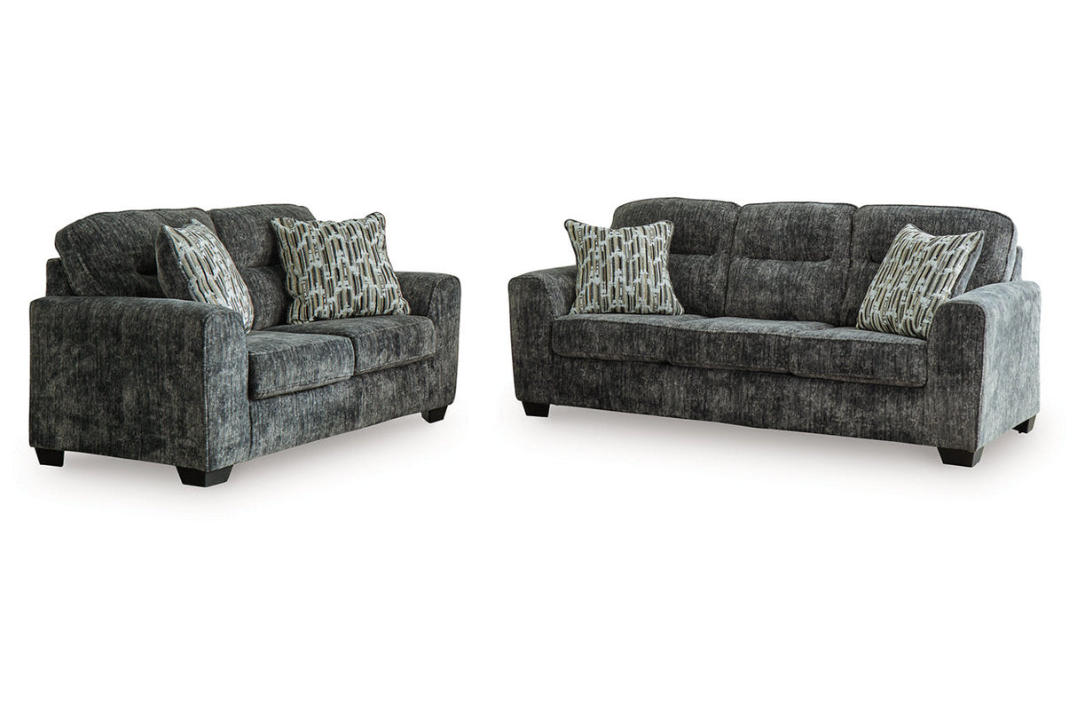 Lonoke Gunmetal Sofa and Loveseat