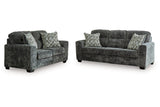 Lonoke Gunmetal Sofa and Loveseat