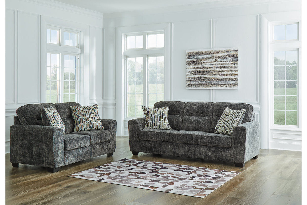 Lonoke Gunmetal Sofa and Loveseat