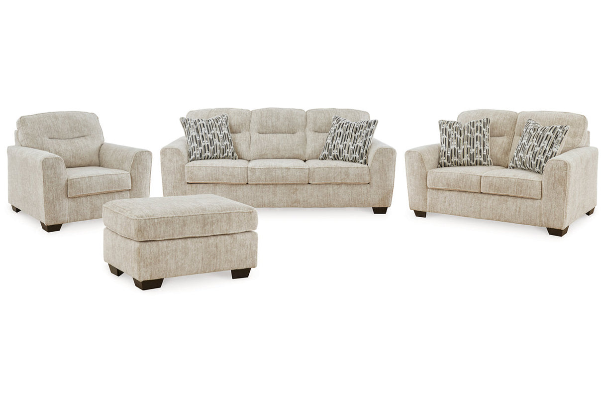 Lonoke Parchment Sofa, Loveseat, Oversized Chair and Ottoman