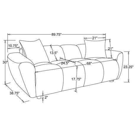 Destino Chenille Upholstered Splayed Arm Sofa Greige by Coaster at Eve Furniture