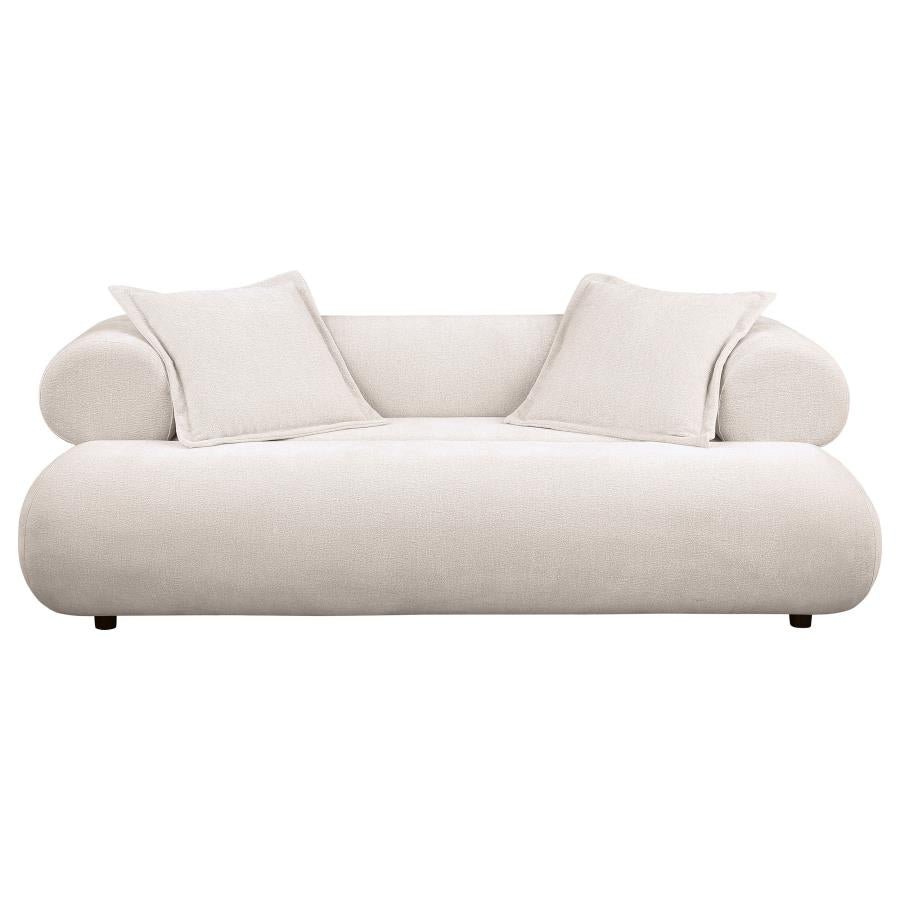Eskola Ivory 3-seat Chenille Sofa with Rounded Shelter Arms by Coaster at Eve Furniture