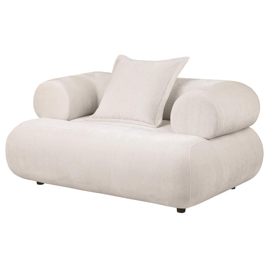 Eskola Ivory Chenille Accent Chair with Rounded Shelter Arms by Coaster at Eve Furniture