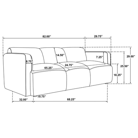 Dorset White Fabric Upholstered Round Track Arm Sofa by Coaster at Eve Furniture