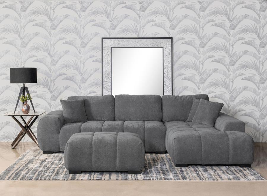 Octavia Charcoal Gray Upholstered Sectional Chaise Sofa by Coaster at Eve Furniture
