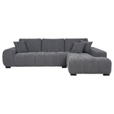 Sofá seccional Octavia gris carbón tapizado con chaise longue