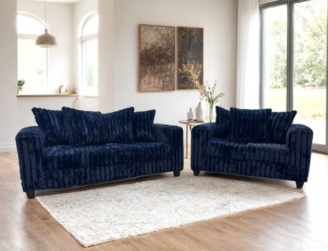 Larce Navy Blue Sofa & Loveseat by Happy Homes at Eve Furniture