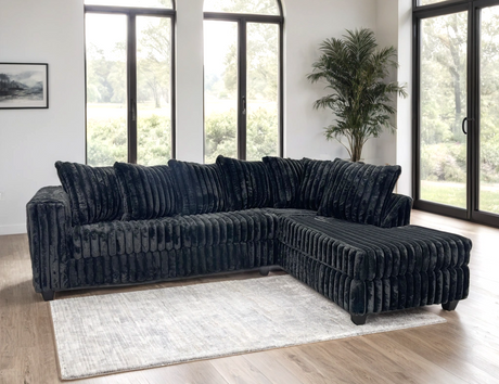 Larce Black Fabric Right Arm Facing (RAF) Sectional by Happy Homes at Eve Furniture