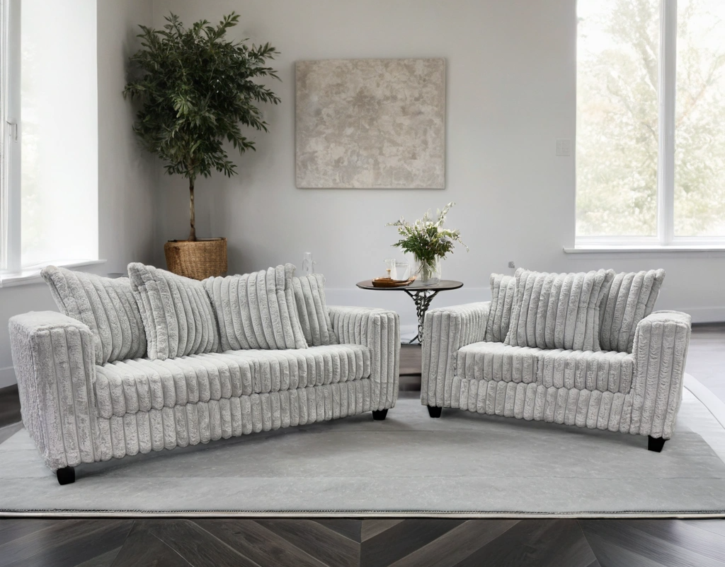 Larce Grey Sofa & Loveseat by Happy Homes at Eve Furniture
