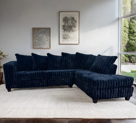 Larce Navy Blue Right Arm Facing (RAF) Sectional by Happy Homes at Eve Furniture