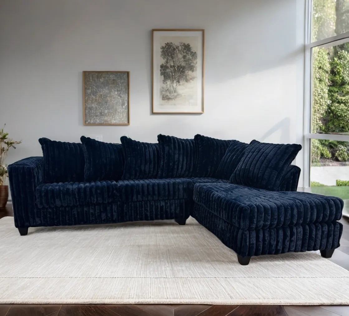 Larce Navy Blue Sectional by Happy Homes at Eve Furniture