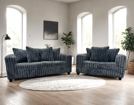 Larce Charcoal Sofa & Loveseat by Happy Homes at Eve Furniture