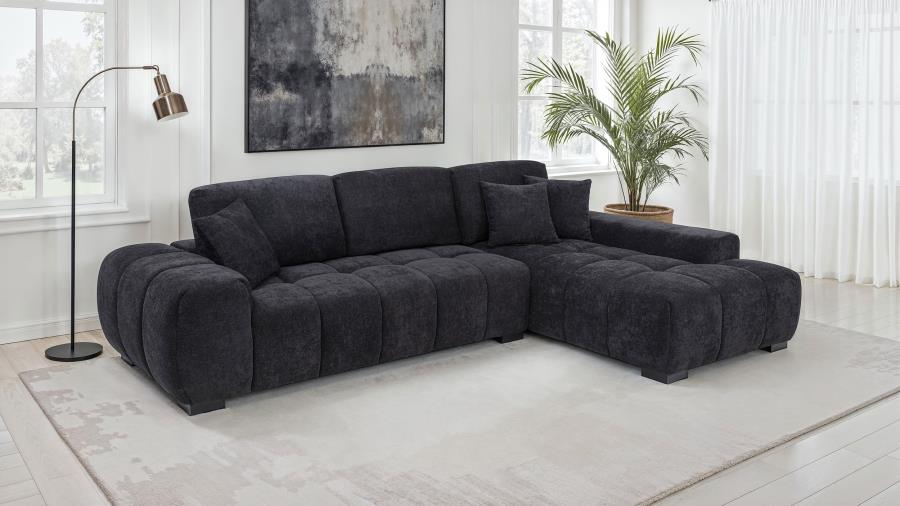 Octavia Black Fabric Upholstered Track Arm Sectional Sofa by Coaster at Eve Furniture