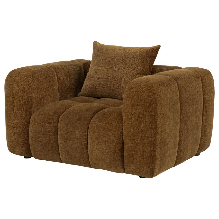 Lazaro Bronze Fabric Upholstered Wide Channel Accent Chair by Coaster at Eve Furniture