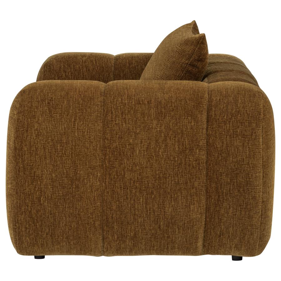 Lazaro Bronze Fabric Upholstered Wide Channel Accent Chair by Coaster at Eve Furniture