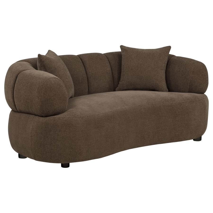 Casarin Brown Fabric 2-Piece Channel-Back Sofa Set