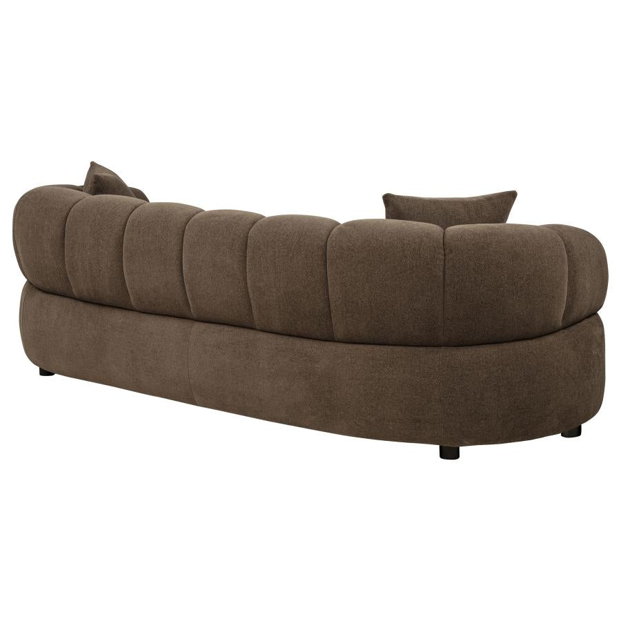 Casarin Fabric Channel-Back Sofa Brown