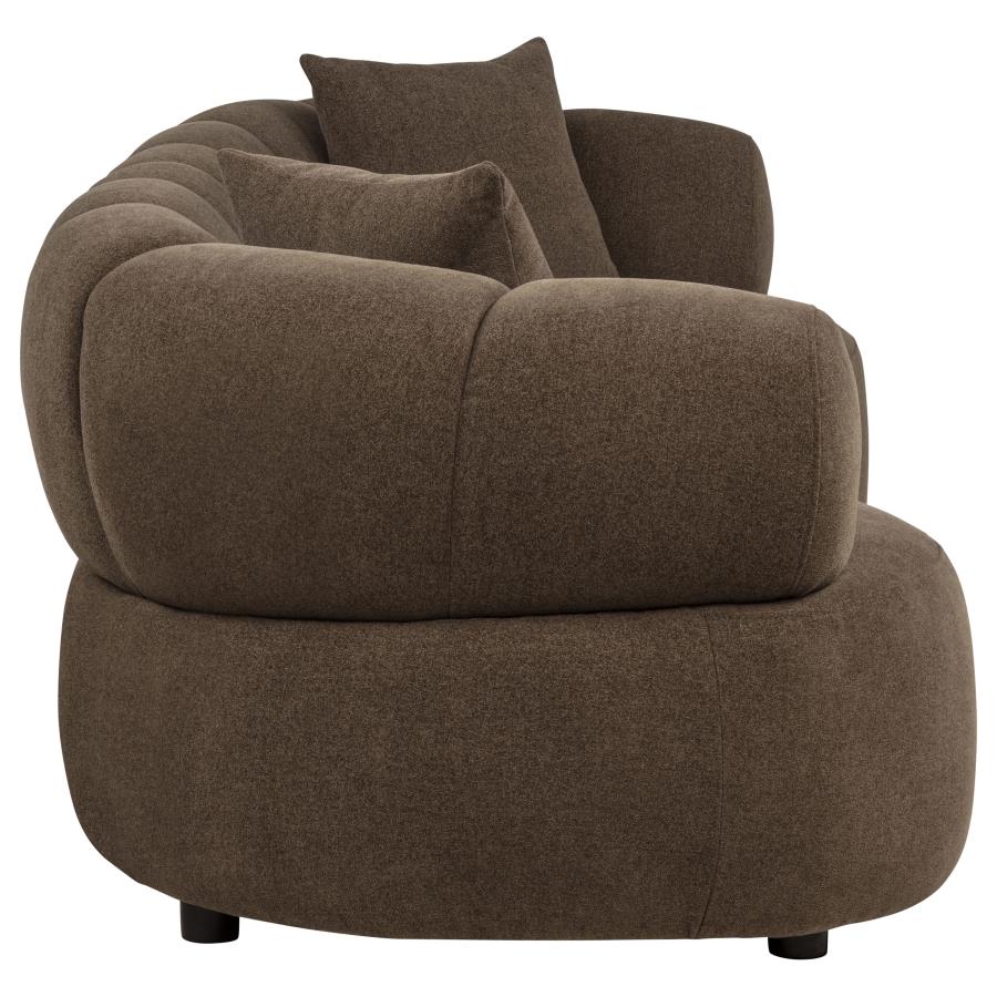 Casarin Fabric Channel-Back Sofa Brown