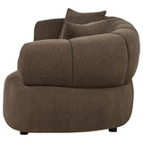 Casarin Brown Fabric Channel-Back Loveseat