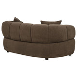 Casarin Brown Fabric Channel-Back Loveseat
