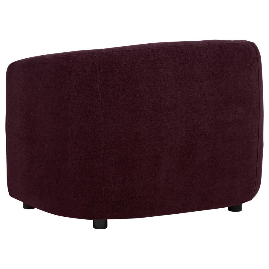 Delroy 3-Piece Stationary Sofa Set Aubergine Polyester Upholstery