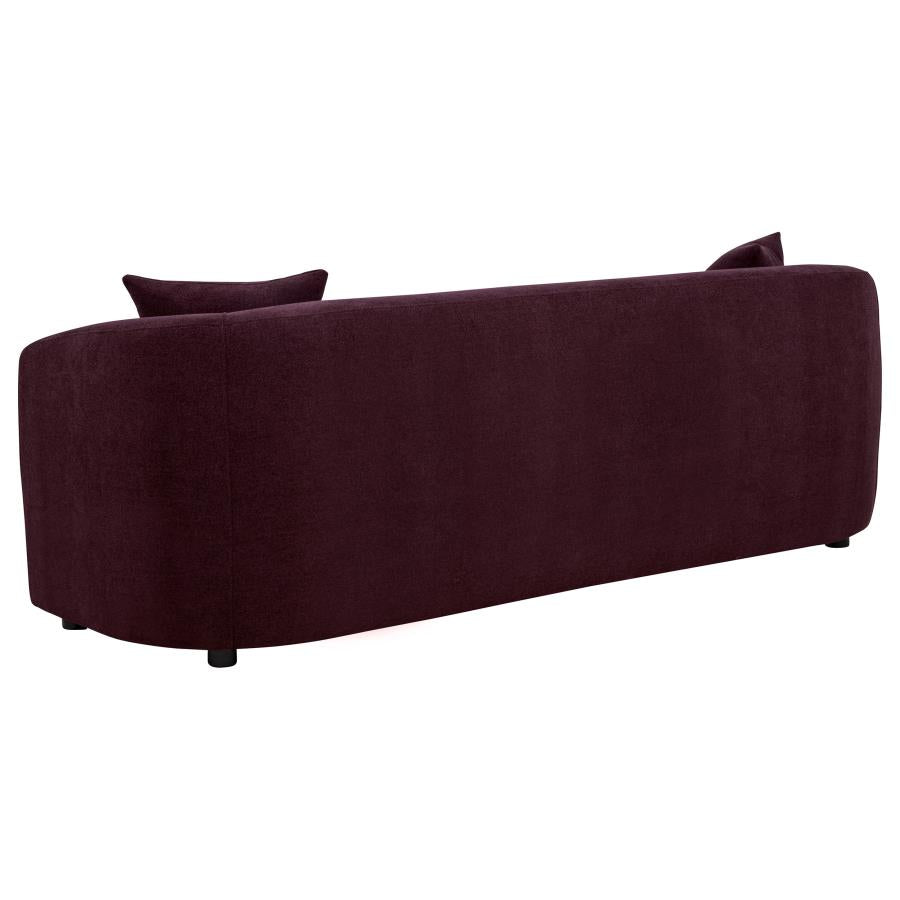 Delroy 3-Seat Stationary Sofa Aubergine Polyester Upholstery