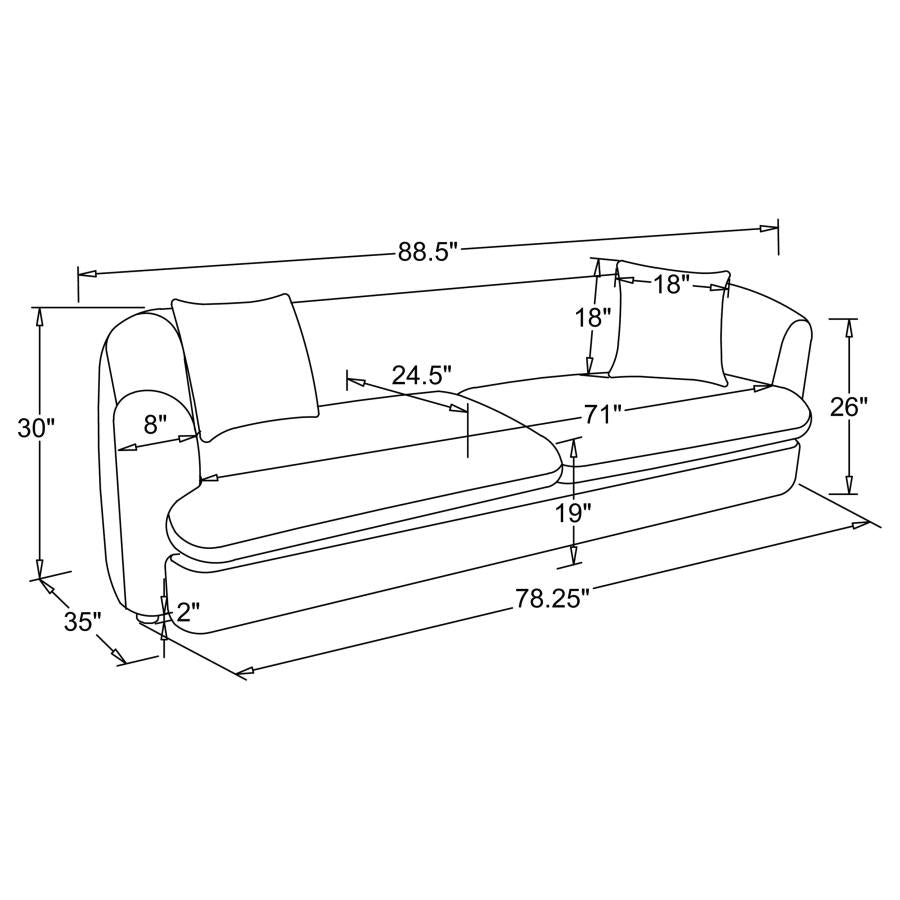 Delroy 3-Seat Stationary Sofa Aubergine Polyester Upholstery