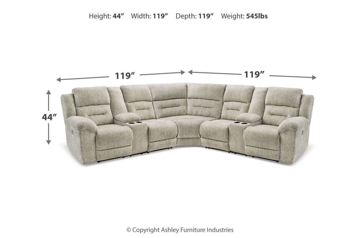 Family Den Pewter 3-Piece Power Reclining Sectional