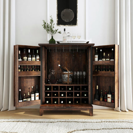 Vivienne Bark Brown Bar Cabinet by Classic Home at Eve Furniture