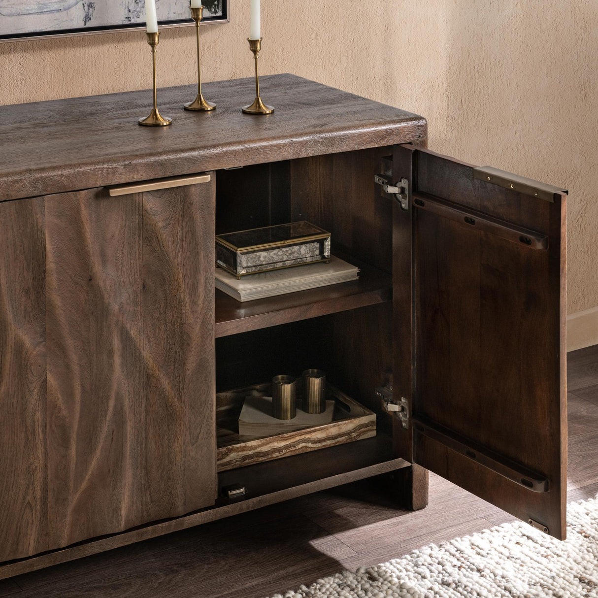 Braxton 4 Door Cabinet - Tundra Brown