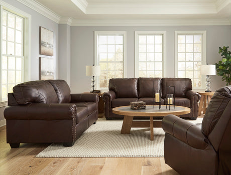 Colleton Dark Brown Leather Living Room Set