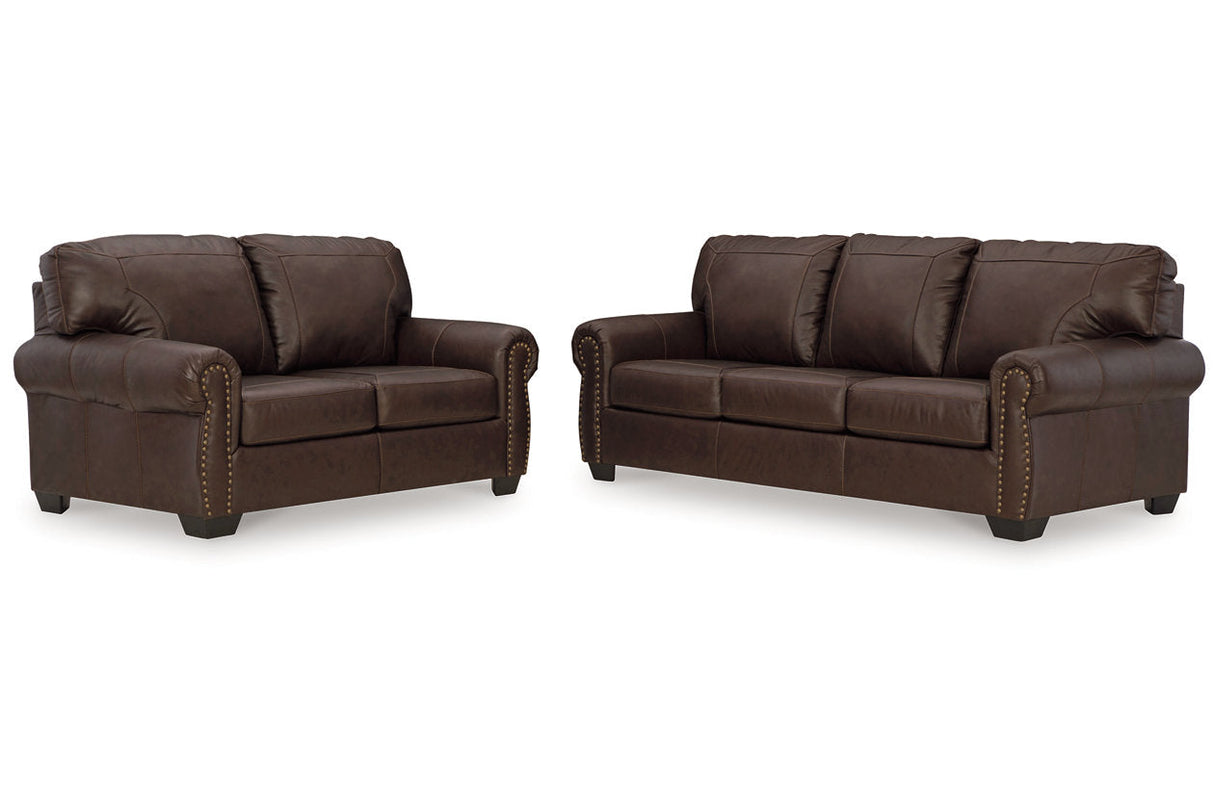 Colleton Dark Brown Sofa and Loveseat