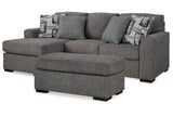 Gardiner Pewter Sofa Chaise and Ottoman