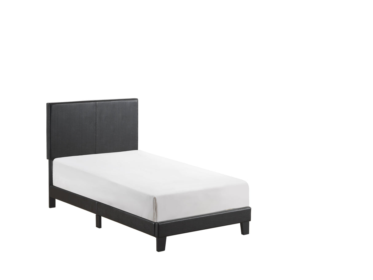 Yates Black PU Leather Twin Upholstered Platform Bed