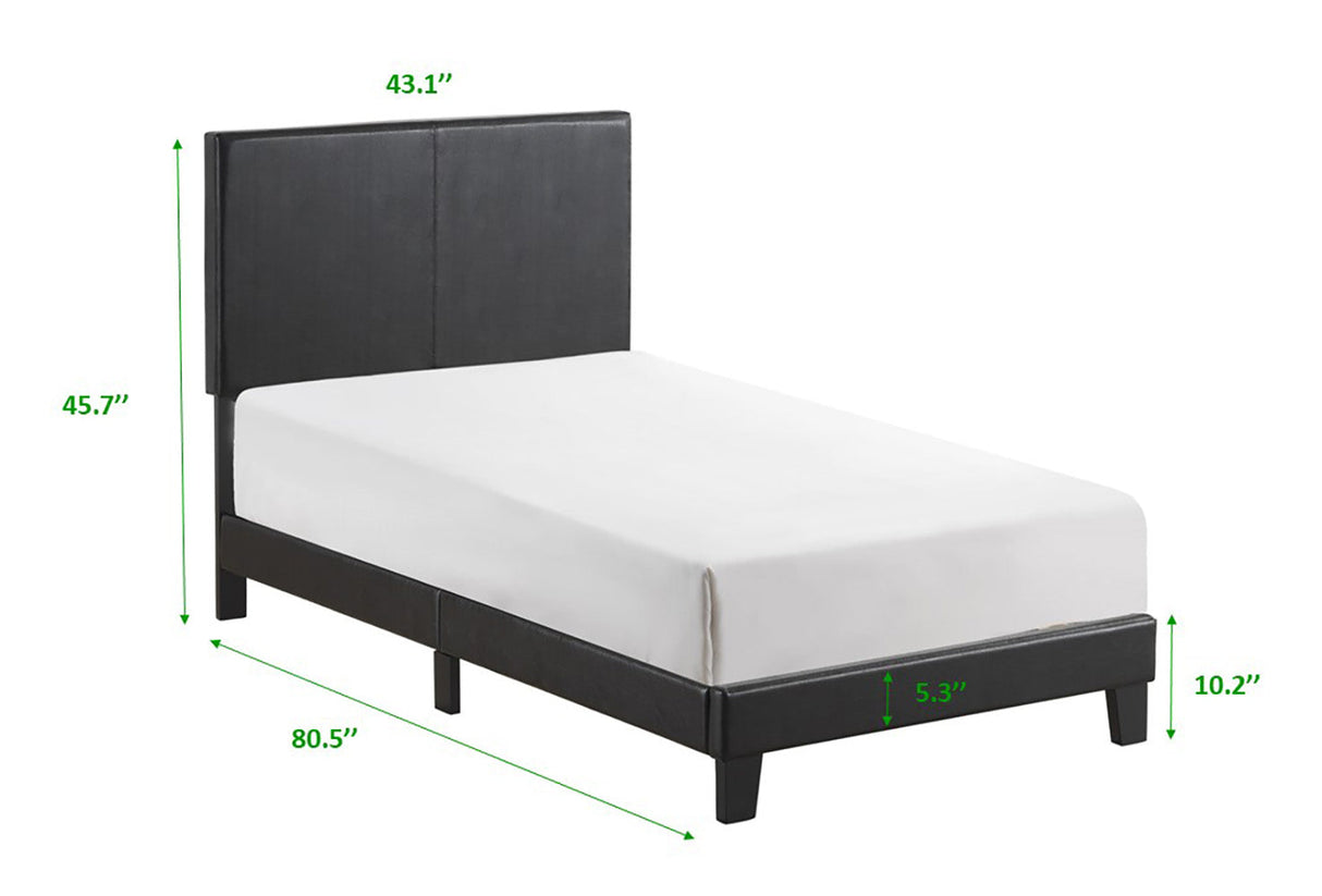 Yates Black PU Leather Twin Upholstered Platform Bed