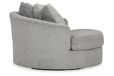 Casselbury Cement Oversized Swivel Chair and Ottoman