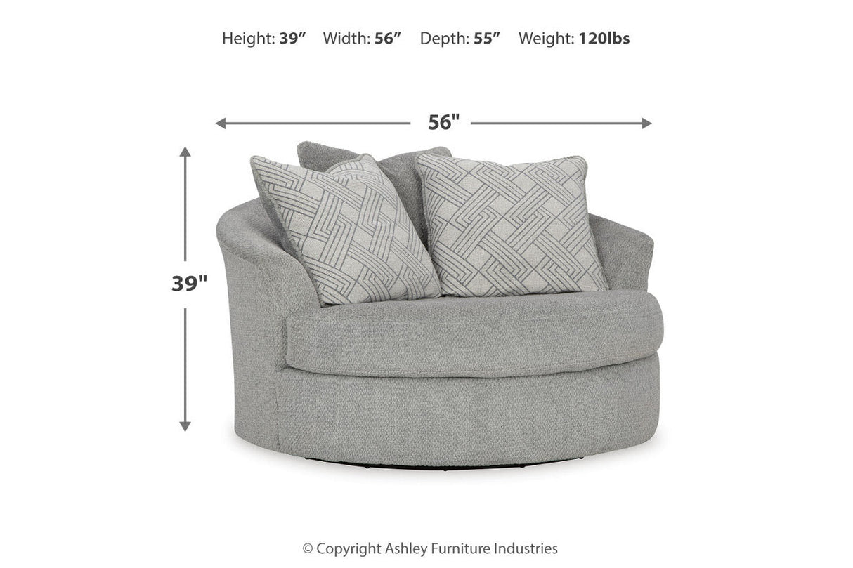 Casselbury Cement Oversized Swivel Chair and Ottoman