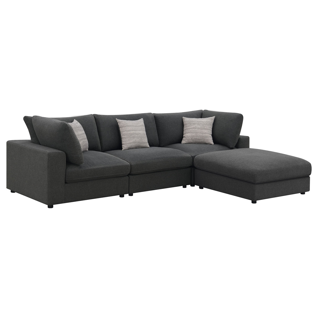 Serene Charcoal 4-Piece Upholstered Modular Sectional Sofa by Coaster at Eve Furniture