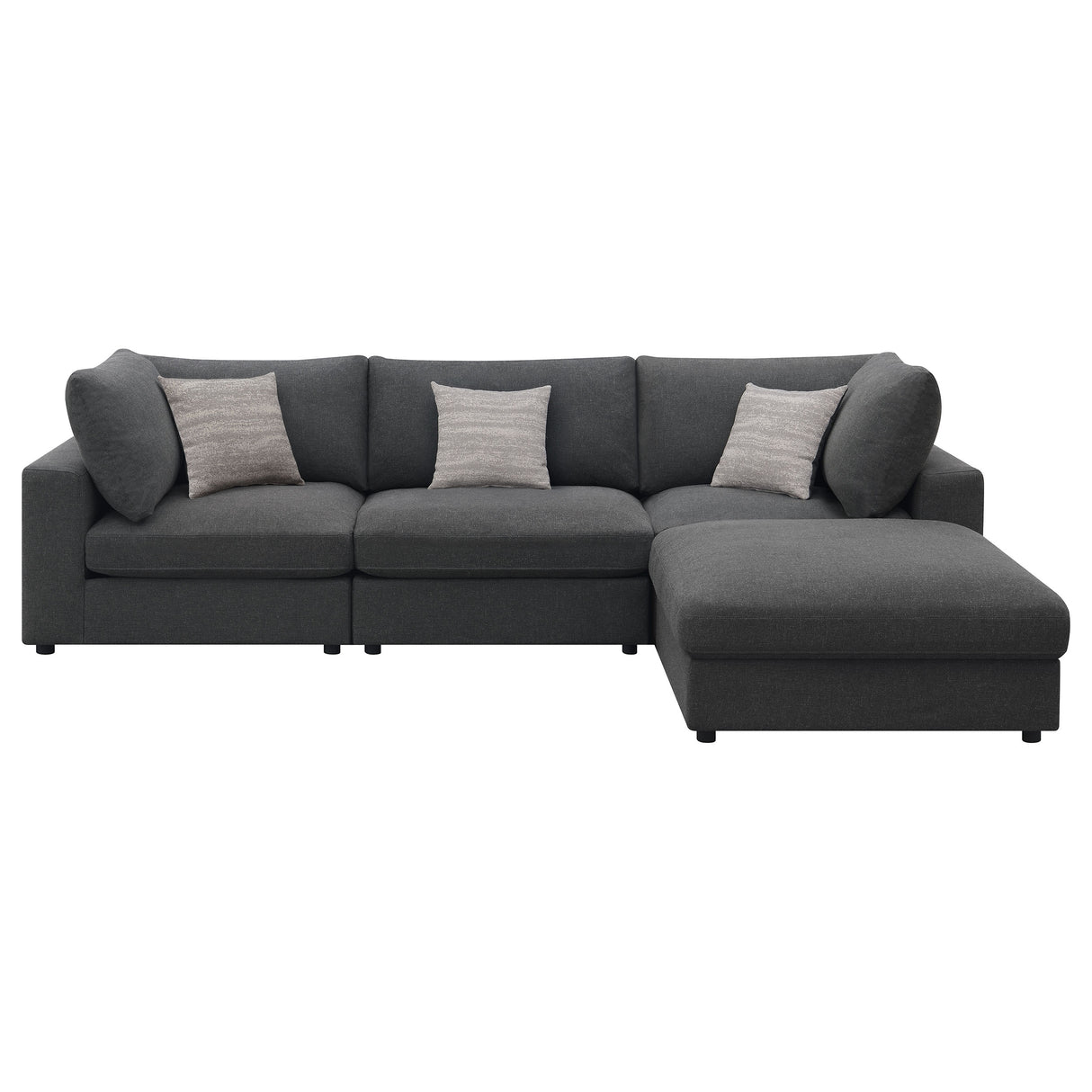 Serene Charcoal 4-Piece Upholstered Modular Sectional Sofa by Coaster at Eve Furniture