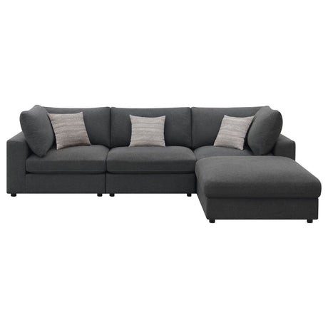 Serene Charcoal 4-Piece Upholstered Modular Sectional Sofa by Coaster at Eve Furniture