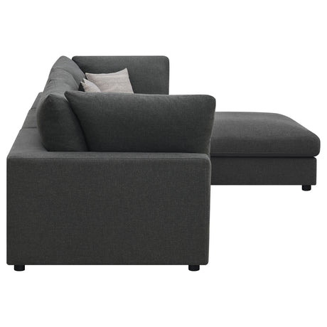 Serene Charcoal 4-Piece Upholstered Modular Sectional Sofa by Coaster at Eve Furniture