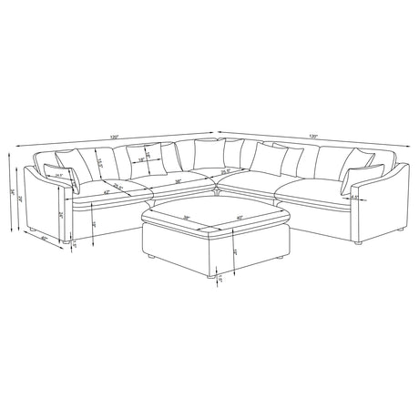 Hobson Ivory 6-piece Upholstered Modular Sectional Sofa by Coaster at Eve Furniture
