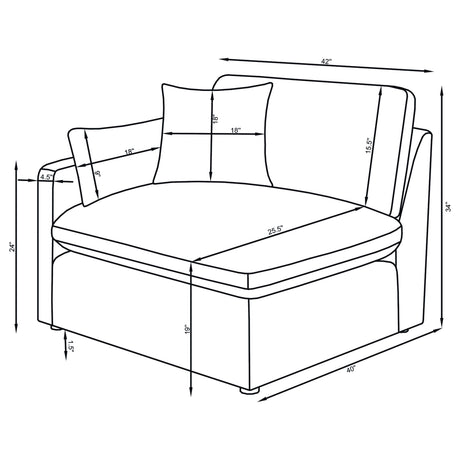 Hobson Charcoal 5-Piece Upholstered Modular Sectional Sofa by Coaster at Eve Furniture