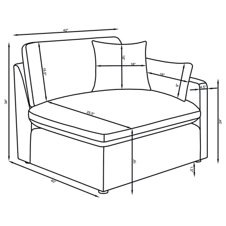 Hobson Charcoal 5-Piece Upholstered Modular Sectional Sofa by Coaster at Eve Furniture