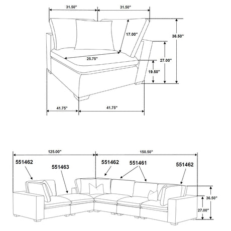 Lakeview Ivory 6-Piece Upholstered Modular Sectional Sofa by Coaster at Eve Furniture